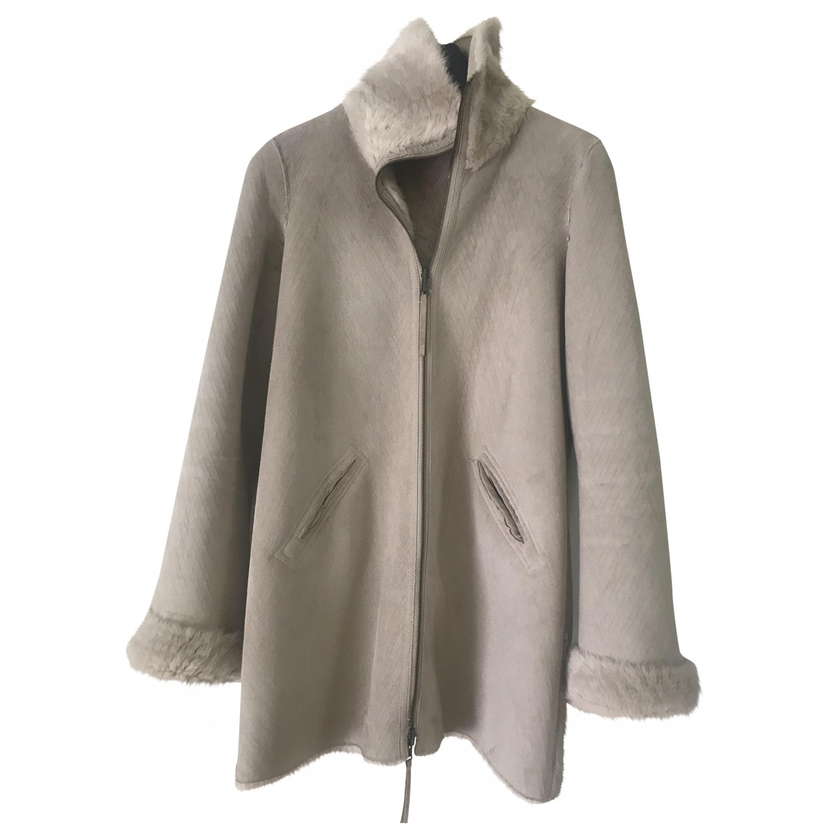 Faux fur coat Armani Jeans Beige size 